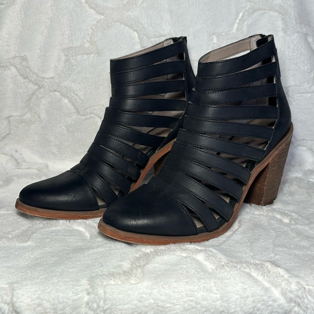 Hinge Leather Caged Booties